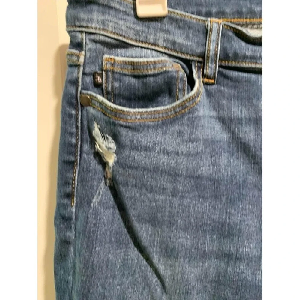 Judy Blue Los Angeles Slim Fit Distressed Denim Jeans Dark Wash Size 13/31